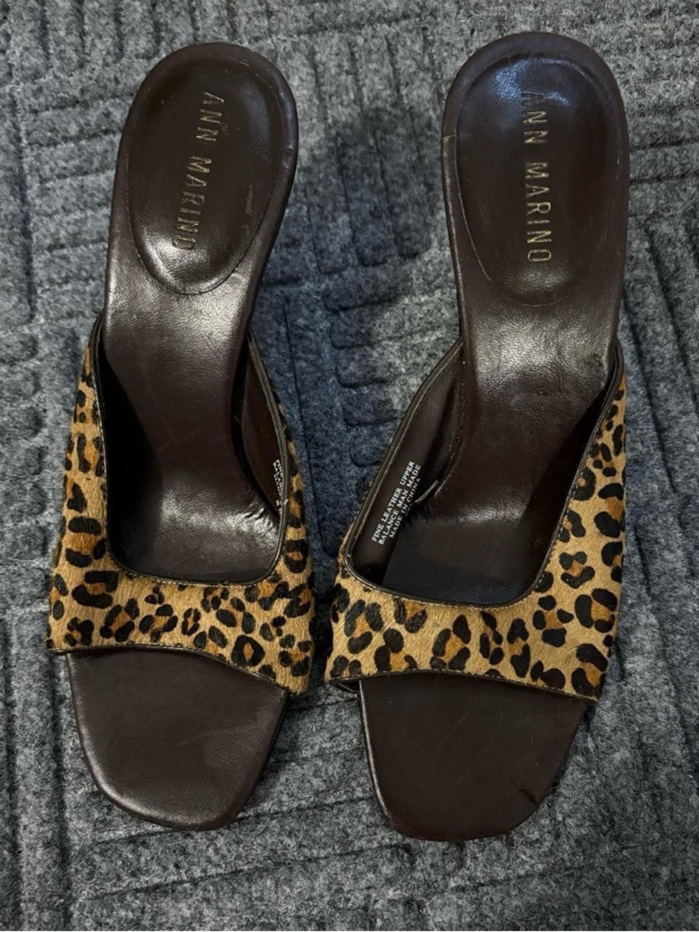 Ann Marino cheetah print y2k square toe heels